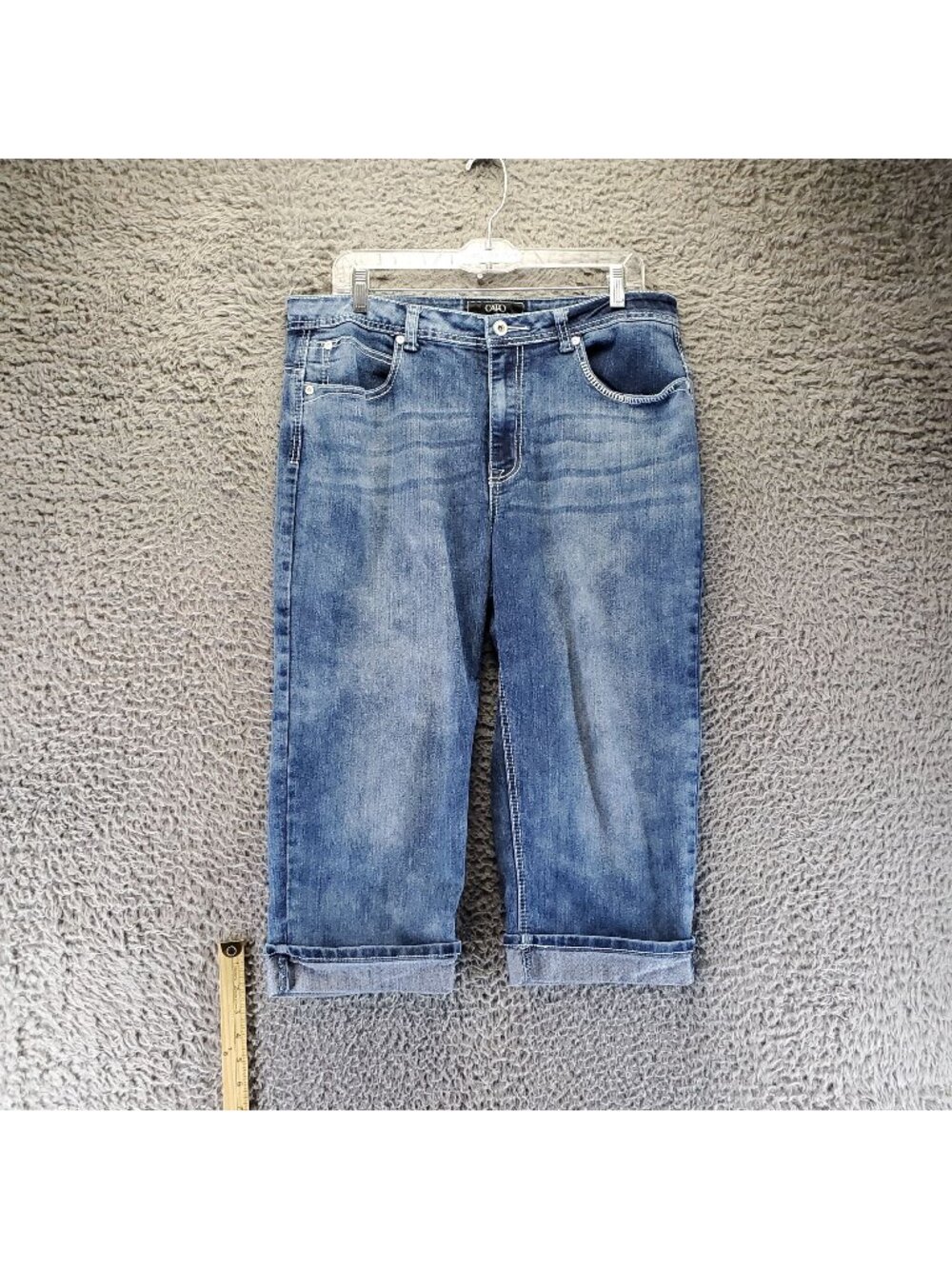 Cato Jeans Womens Size 14 Blue Cropped Boyfriend Denim Mid Rise Stretch *Read*